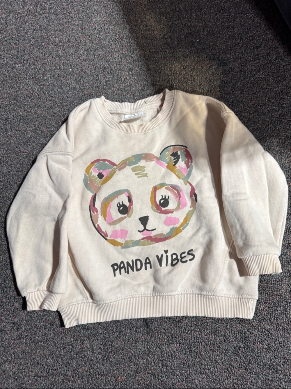 Zara Cream Sweatshirt with Colorful Panda Graphic